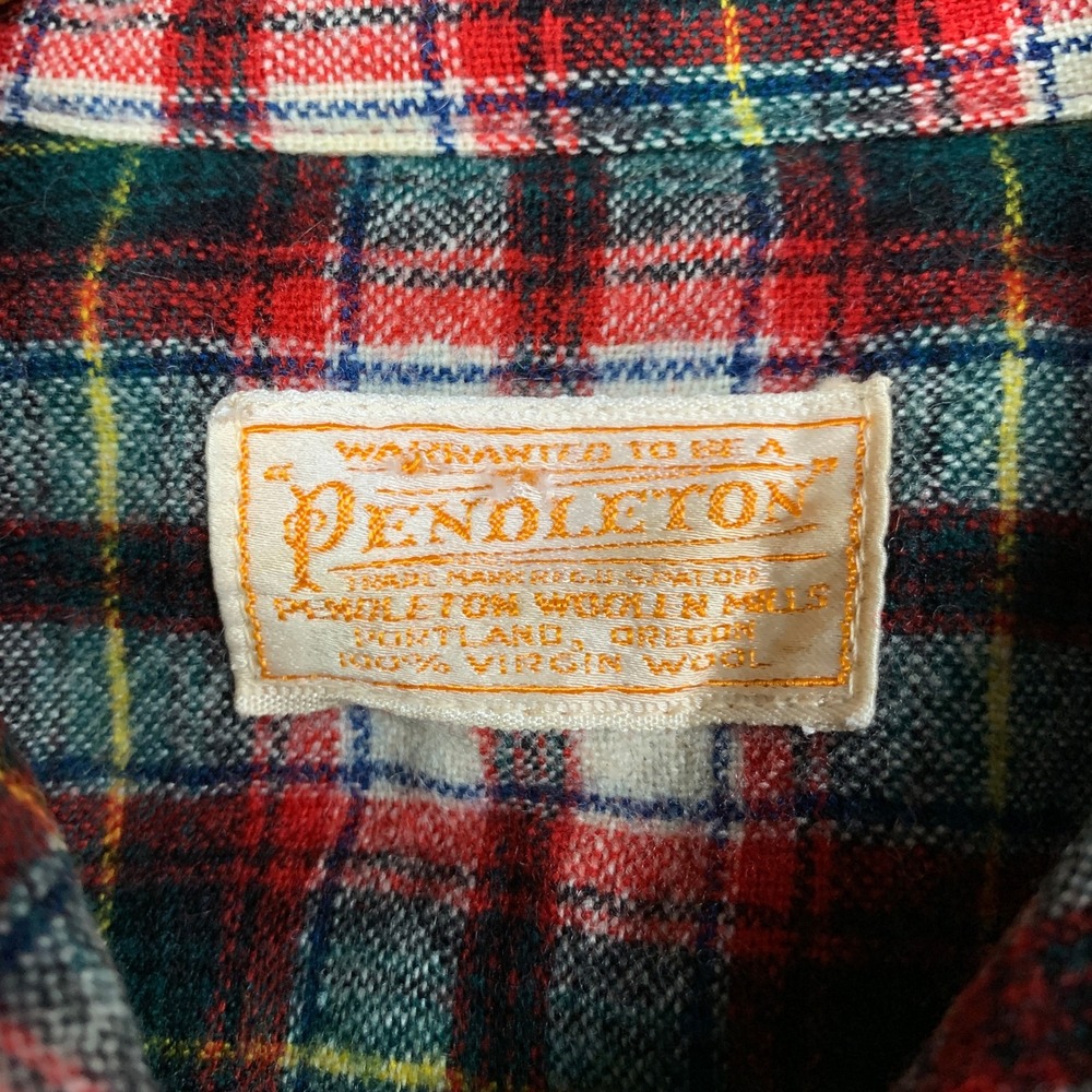 Vintage Pendleton 49er Jacket Women's Large L Red Green Plaid Wool Button Coat - Picture 2 of 7
